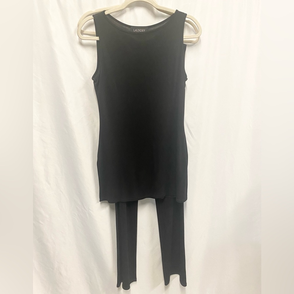 Laundry By Shelli Segal Black Tunic & Straight Leg Pants Set